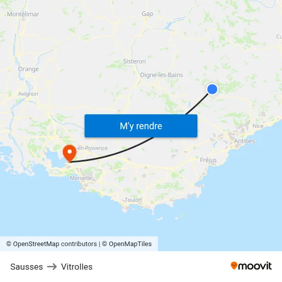 Sausses to Vitrolles map