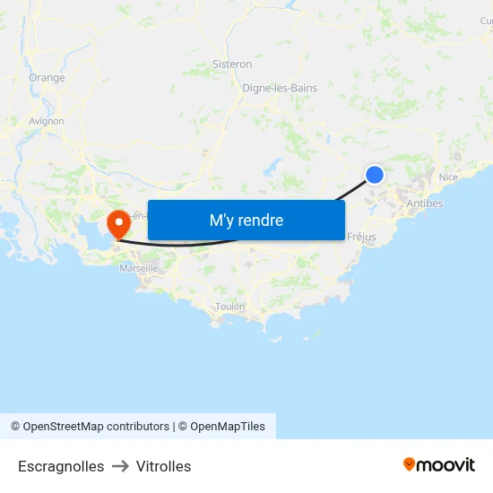 Escragnolles to Vitrolles map
