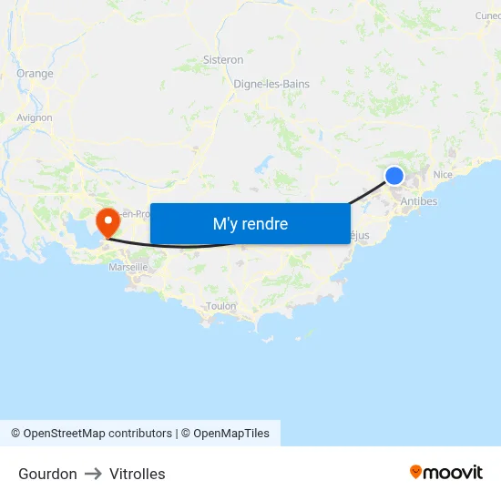 Gourdon to Vitrolles map
