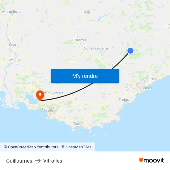 Guillaumes to Vitrolles map