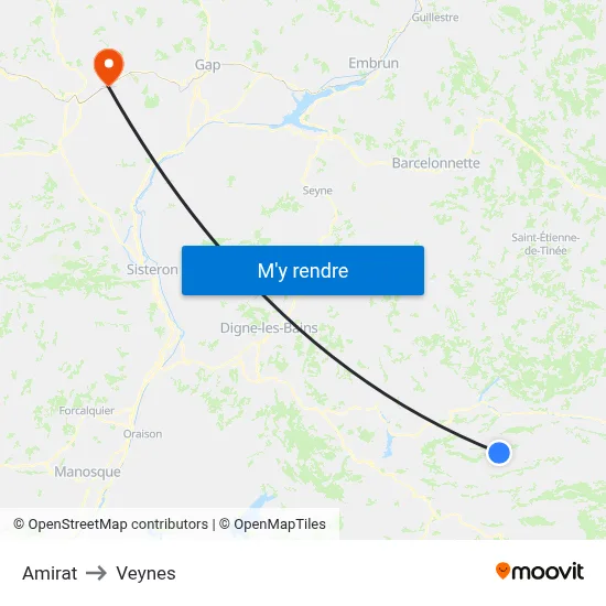 Amirat to Veynes map