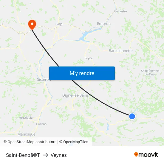 Saint-Benoã®T to Veynes map