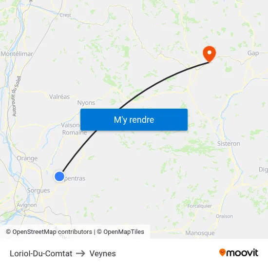 Loriol-Du-Comtat to Veynes map