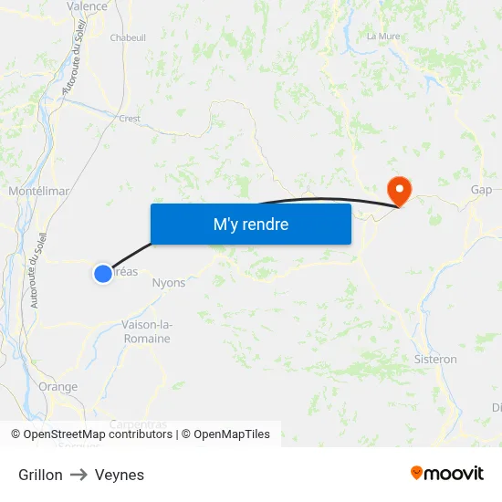 Grillon to Veynes map