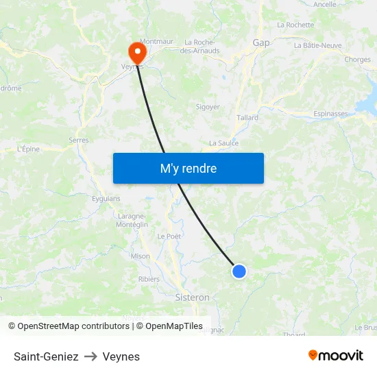 Saint-Geniez to Veynes map