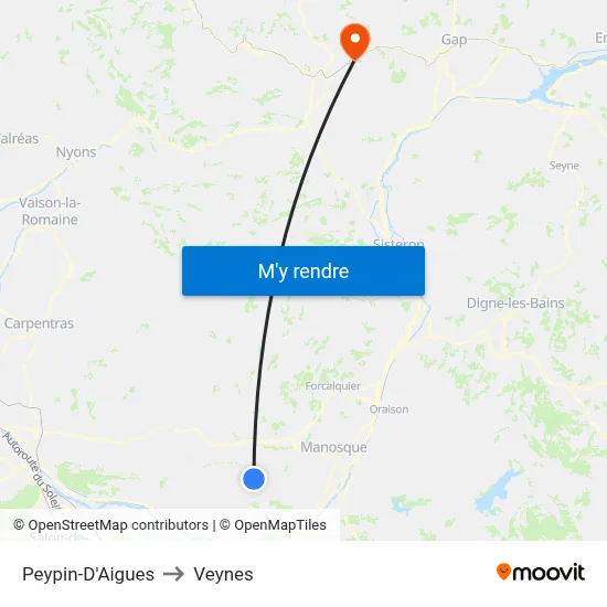 Peypin-D'Aigues to Veynes map