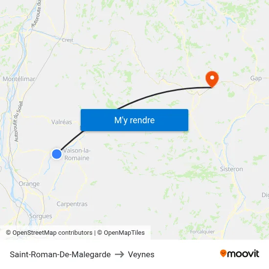 Saint-Roman-De-Malegarde to Veynes map