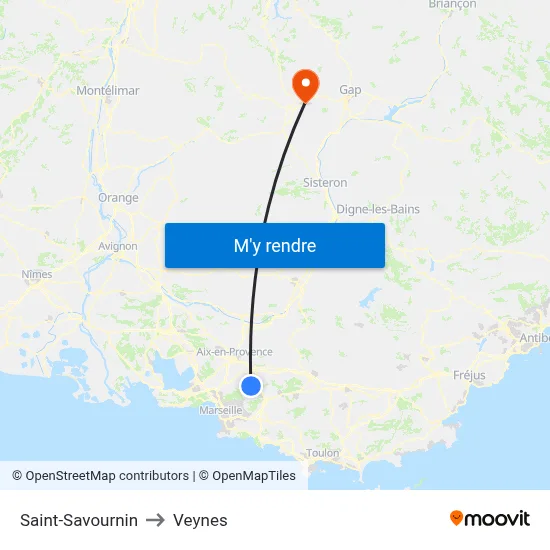 Saint-Savournin to Veynes map