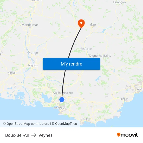Bouc-Bel-Air to Veynes map