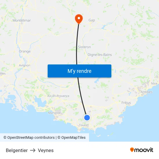 Belgentier to Veynes map