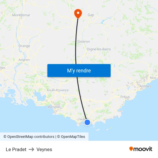 Le Pradet to Veynes map