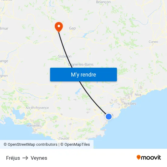 Fréjus to Veynes map