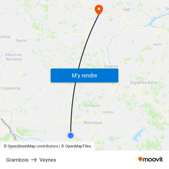 Grambois to Veynes map