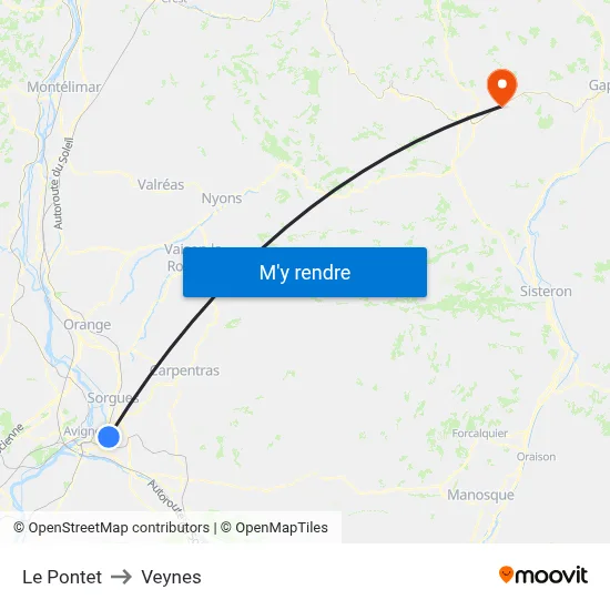 Le Pontet to Veynes map