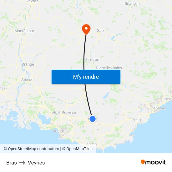 Bras to Veynes map