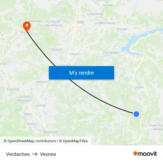 Verdaches to Veynes map