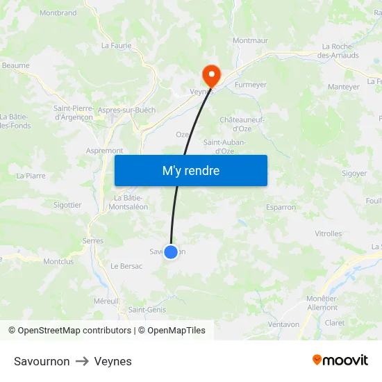 Savournon to Veynes map