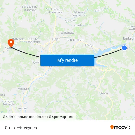 Crots to Veynes map