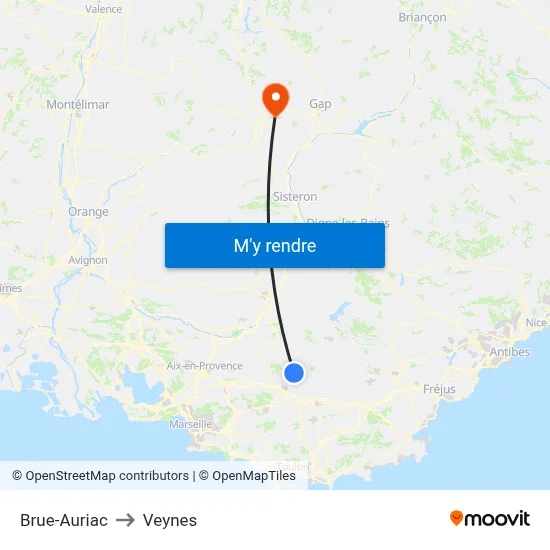 Brue-Auriac to Veynes map