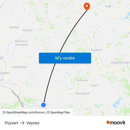 Puyvert to Veynes map