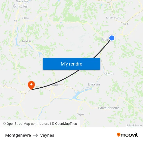 Montgenèvre to Veynes map
