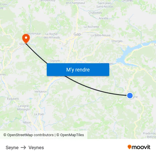 Seyne to Veynes map