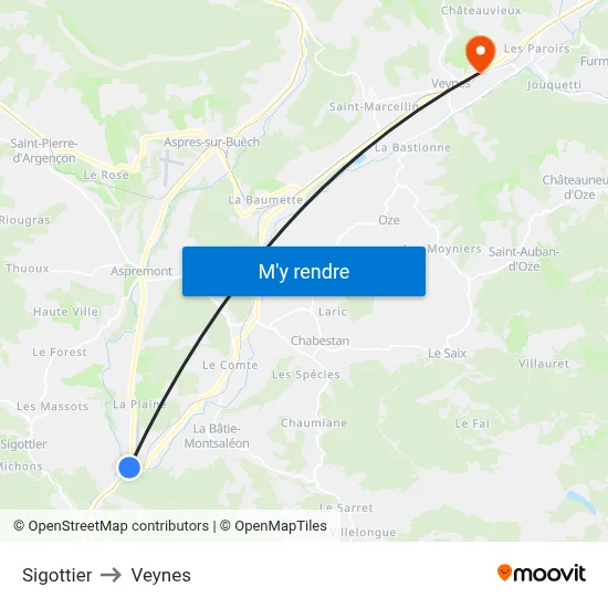 Sigottier to Veynes map