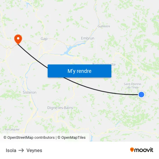 Isola to Veynes map