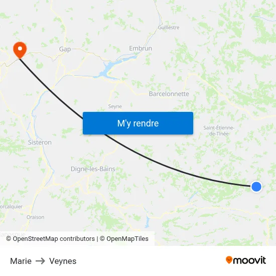 Marie to Veynes map