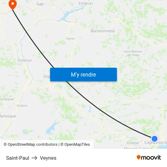 Saint-Paul to Veynes map