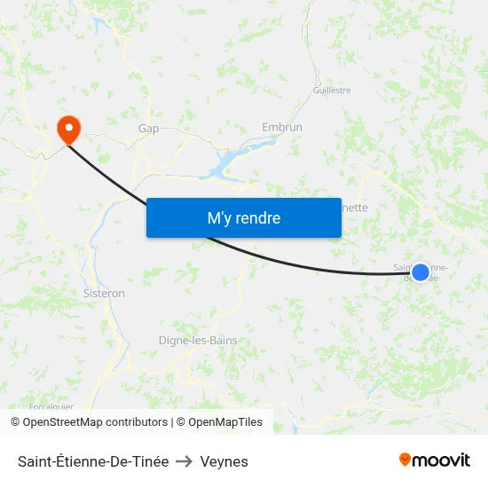 Saint-Étienne-De-Tinée to Veynes map