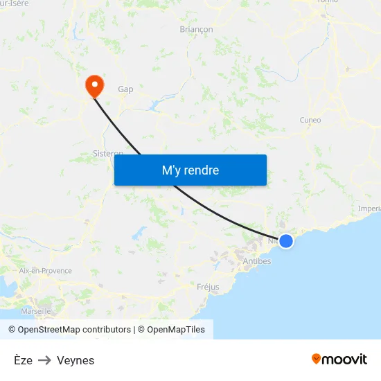 Èze to Veynes map