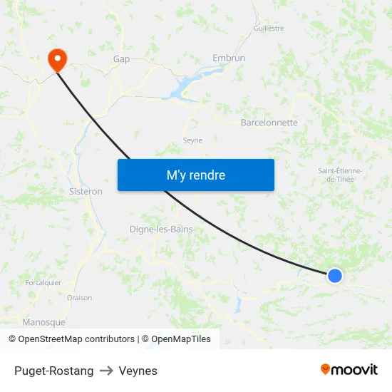 Puget-Rostang to Veynes map