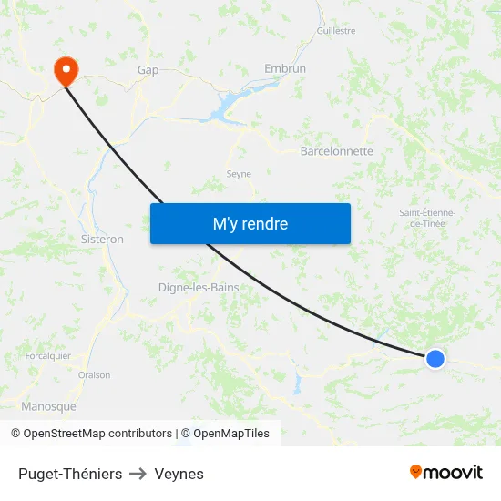 Puget-Théniers to Veynes map