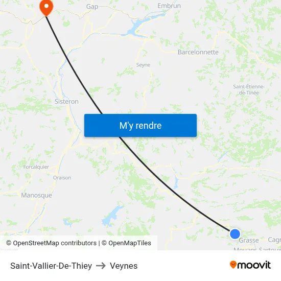 Saint-Vallier-De-Thiey to Veynes map
