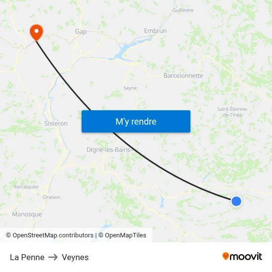La Penne to Veynes map
