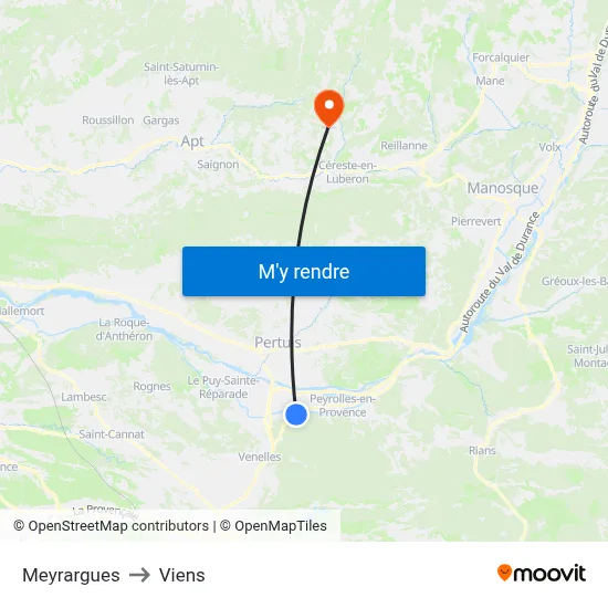Meyrargues to Viens map