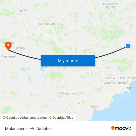 Malaussène to Dauphin map