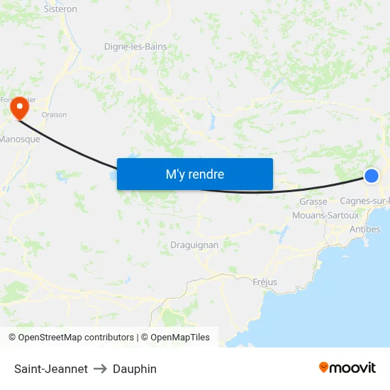 Saint-Jeannet to Dauphin map