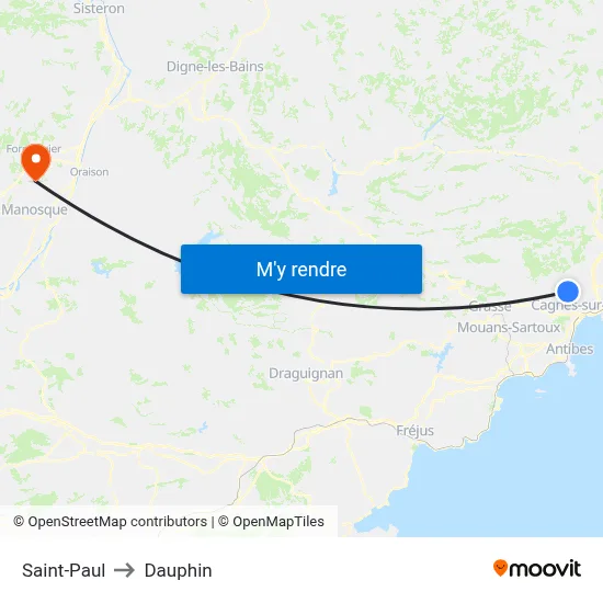Saint-Paul to Dauphin map