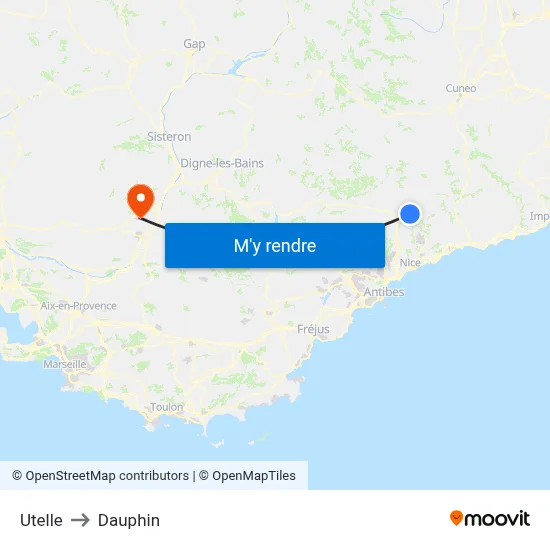 Utelle to Dauphin map