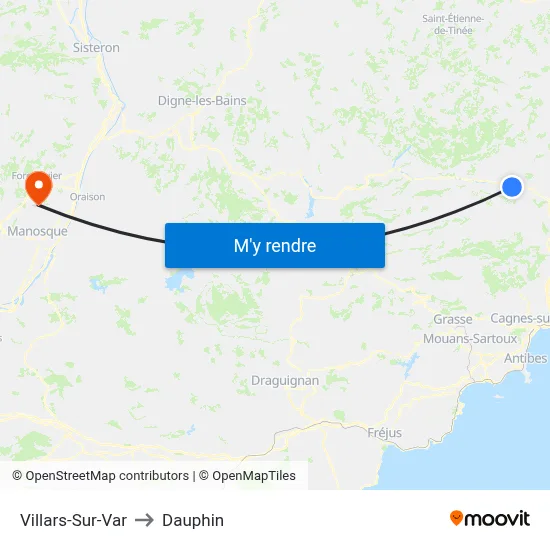 Villars-Sur-Var to Dauphin map