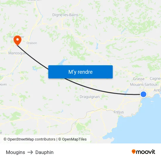 Mougins to Dauphin map