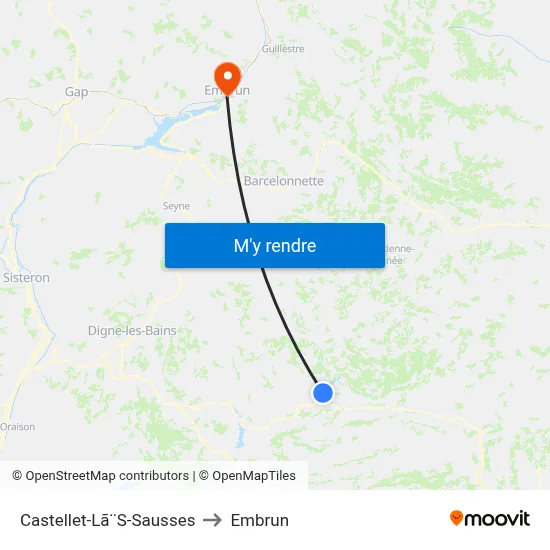 Castellet-Lã¨S-Sausses to Embrun map
