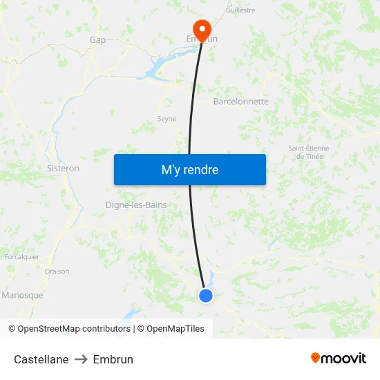 Castellane to Embrun map