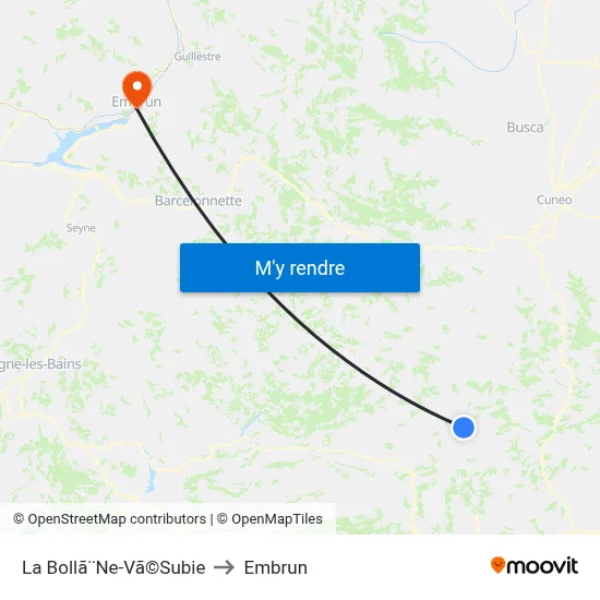 La Bollã¨Ne-Vã©Subie to Embrun map