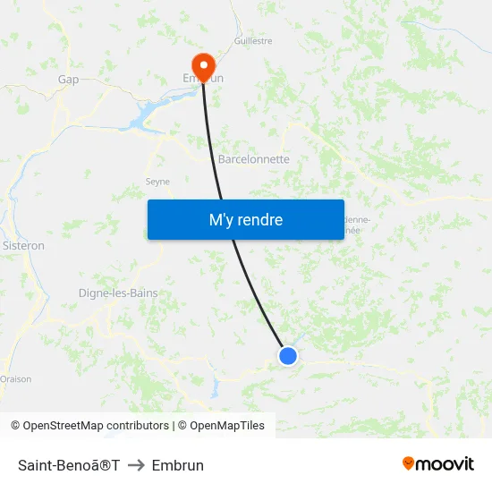 Saint-Benoã®T to Embrun map