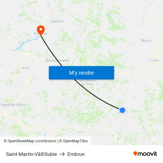 Saint-Martin-Vã©Subie to Embrun map