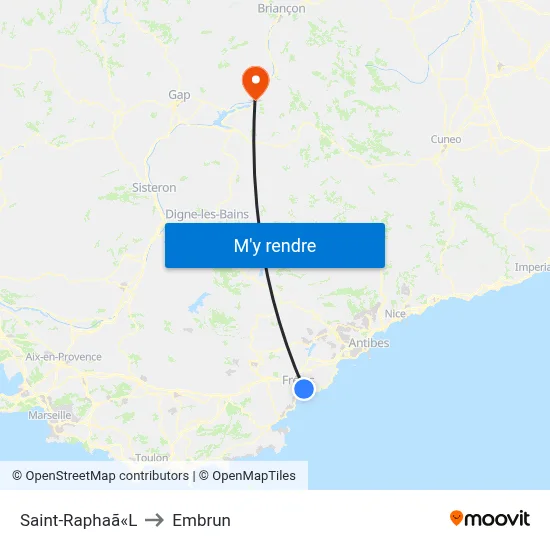 Saint-Raphaã«L to Embrun map