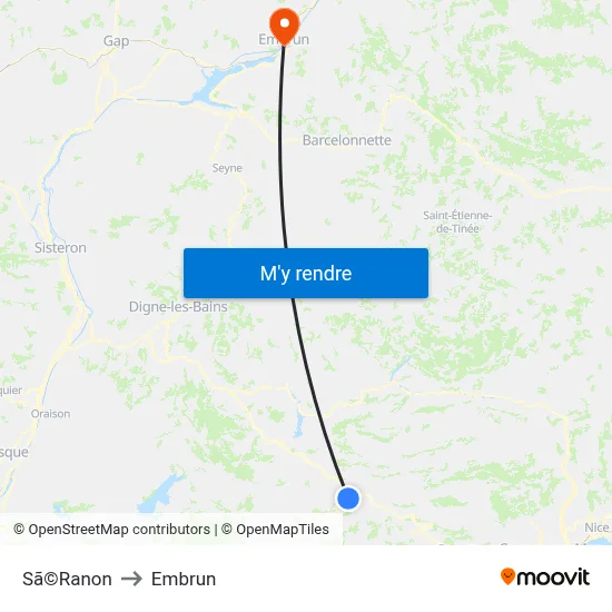 Sã©Ranon to Embrun map